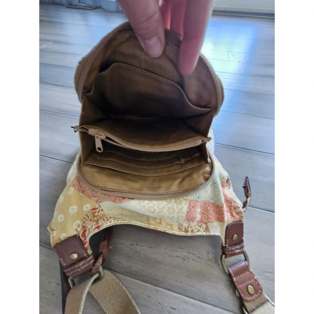 Vintage Fossil Purse Cloth Floral Patchwork Shoulder/Crossbody Bag - Picture 4 of 7